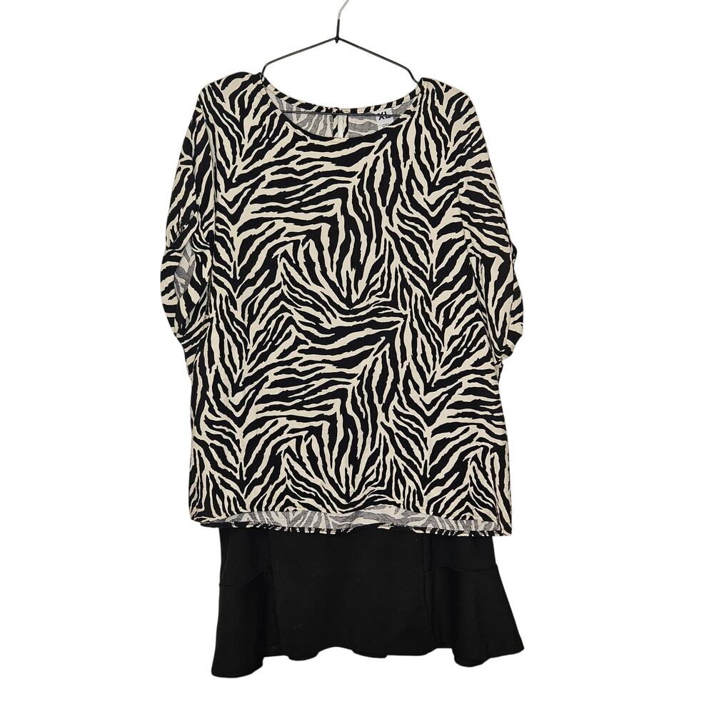 NY&Co Black Shirt & QR Zebra Top Outfit XL/16